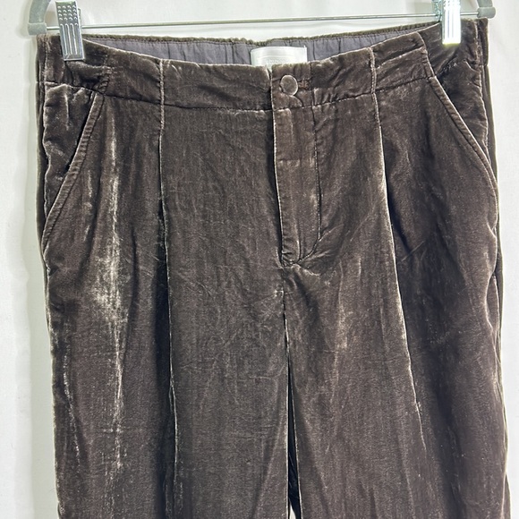 ett:twa Anthro velvet pocketed cuff trouser pants taupe S - Picture 3 of 11